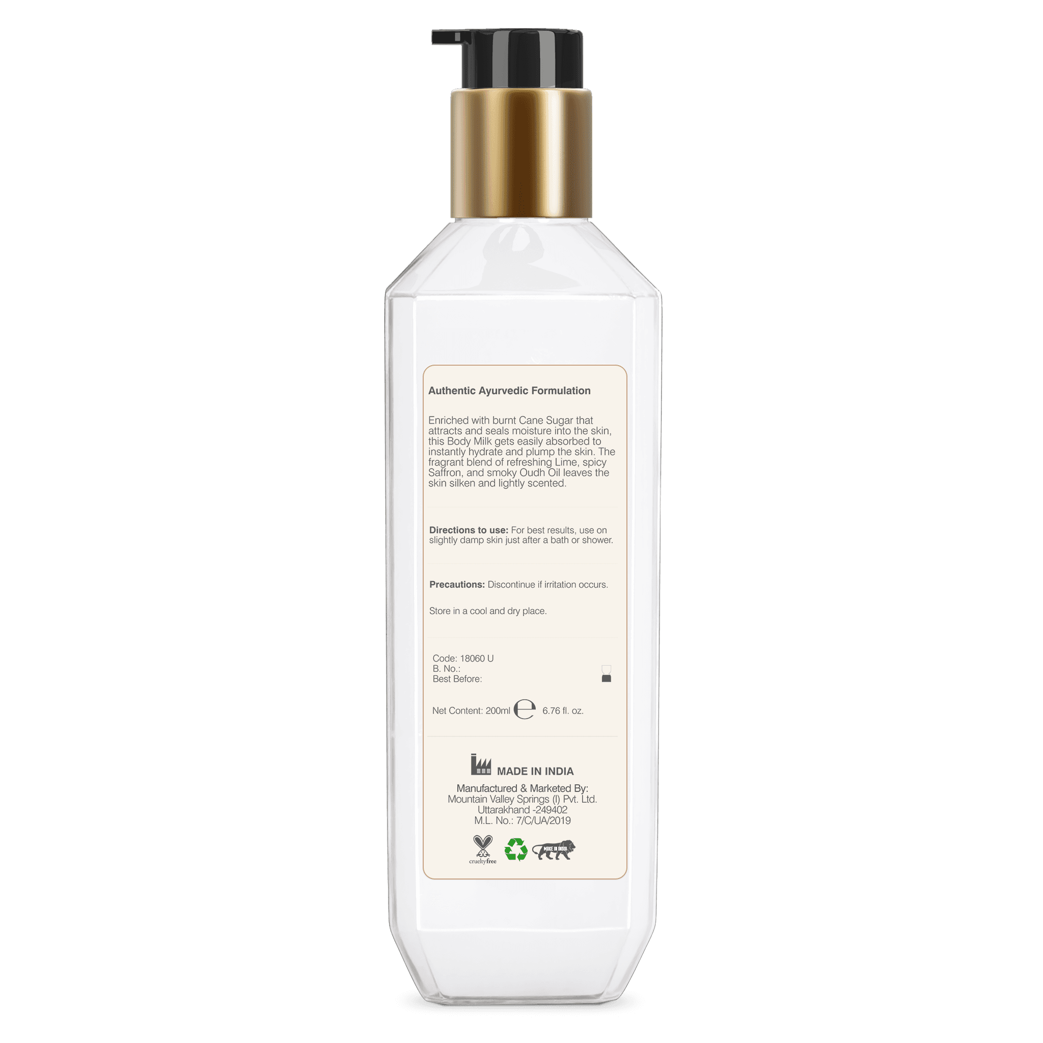 Moisture Rich Body Milk Lime, Saffron & Oudh