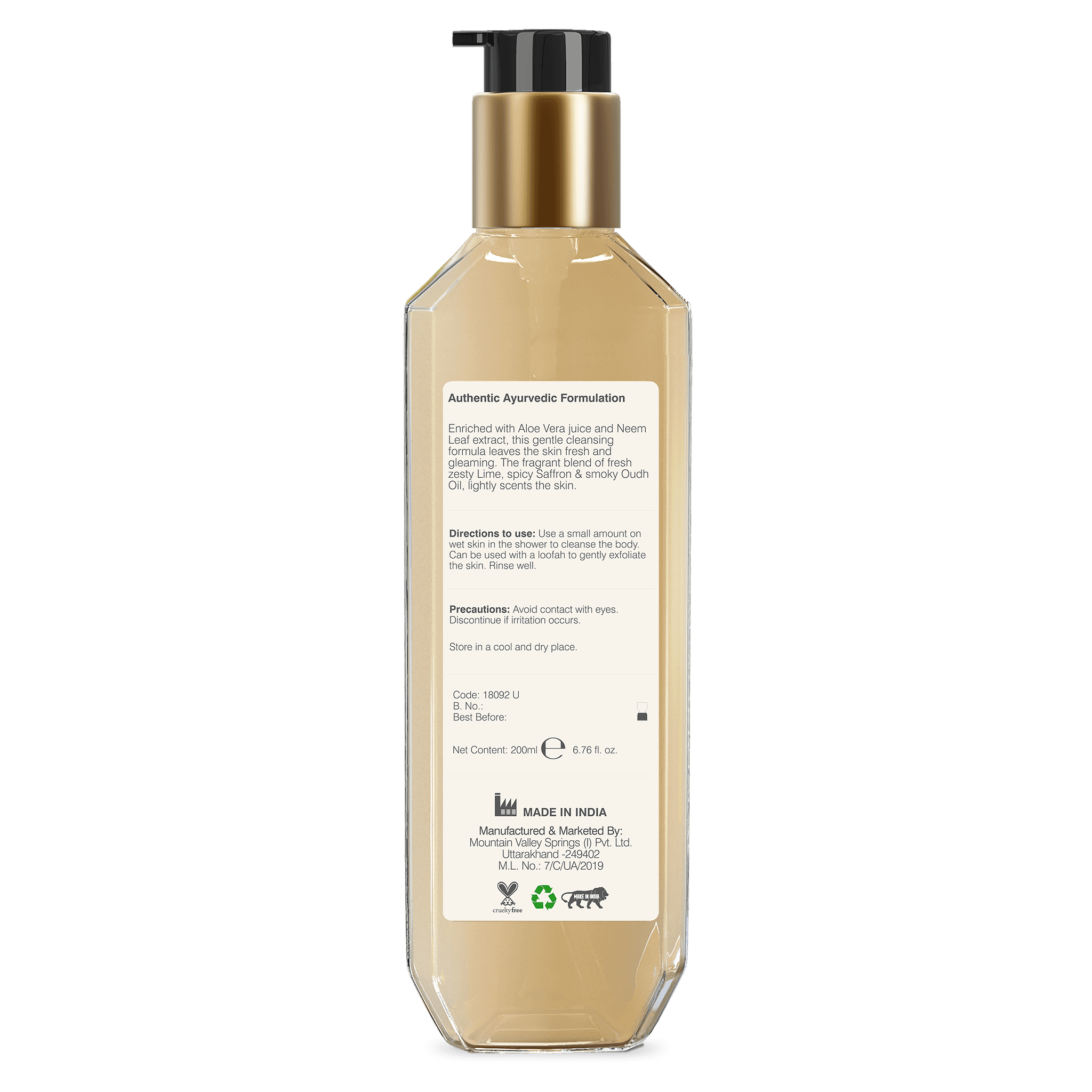 Hydrating Shower Wash Lime, Saffron & Oudh